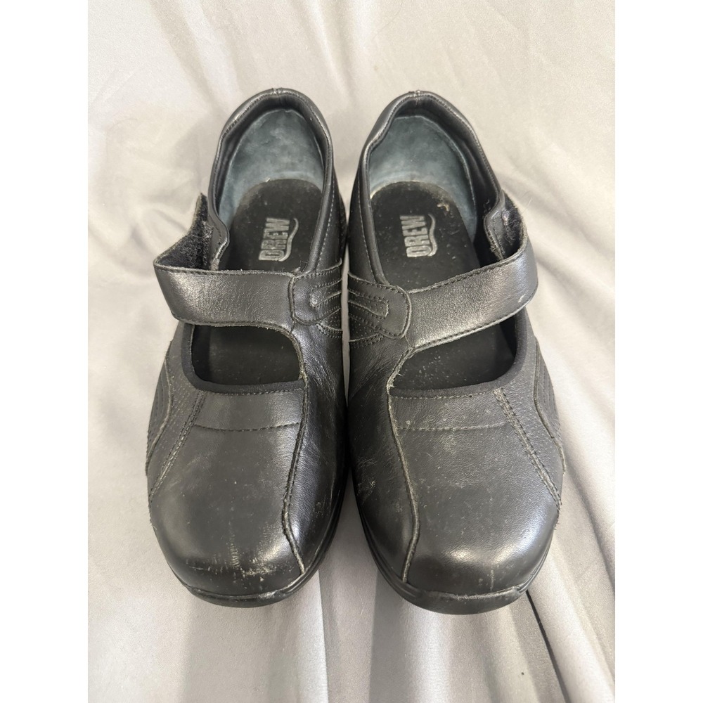 Drew Shoes Womens Size 7 Wide Black Mary Jane Leather Comfort Orthopedic Walking